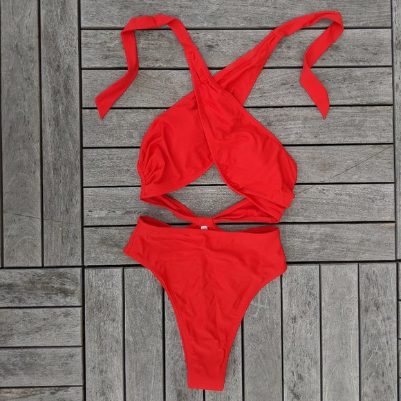 NWT Express Swim | Halter Wrap One-Piece - Picture 2 of 2